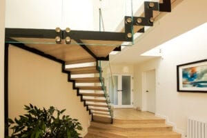 modern metal staircase zig zag