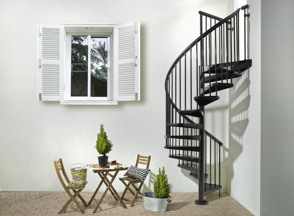 Fontanot Sky Outdoor Spiral Staircase Black