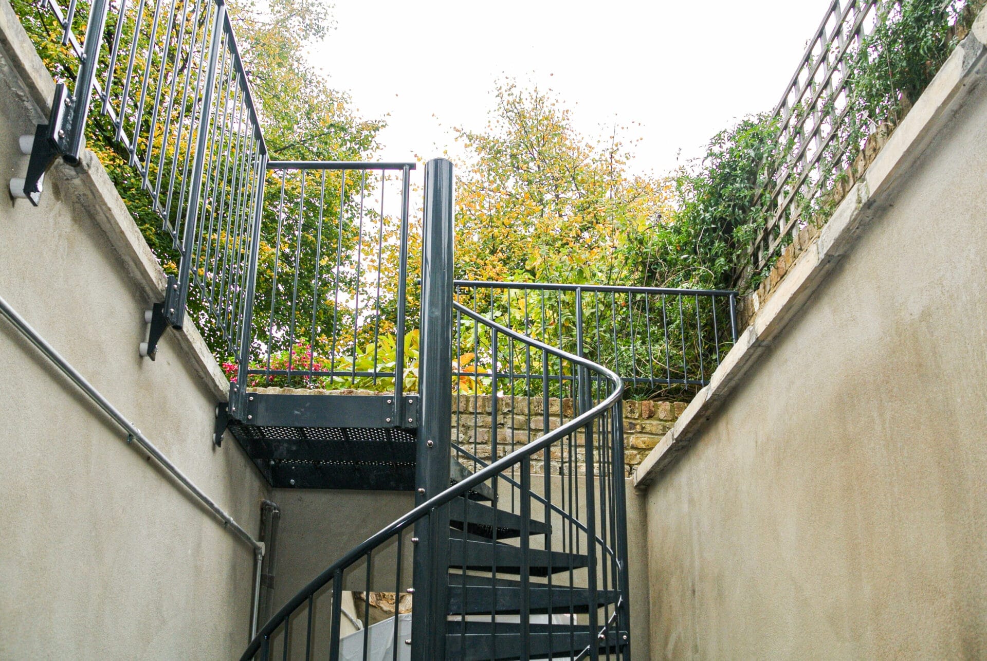 black outdoor spiral staircase