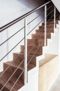 Zig Zag Staircase with Wire Type Balustrade