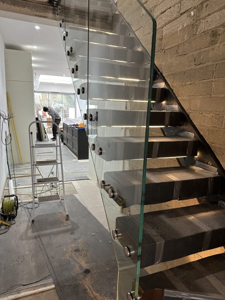 Glass Railing on a Floating Stair