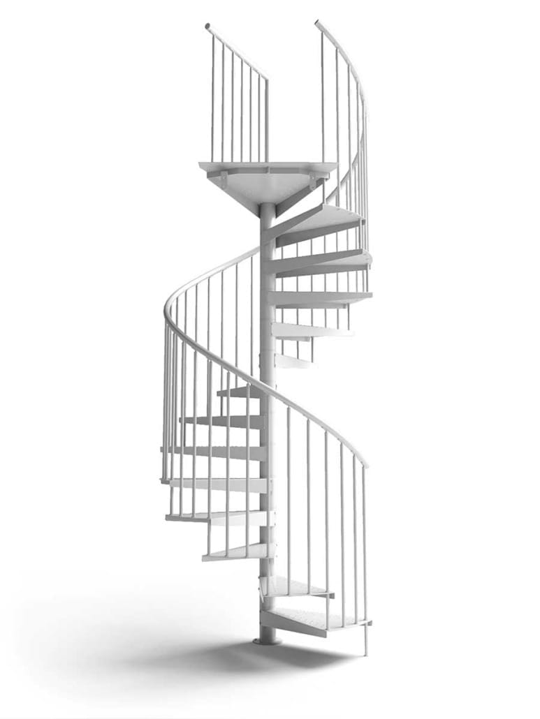 Sky Outdoor Spiral Staircase White